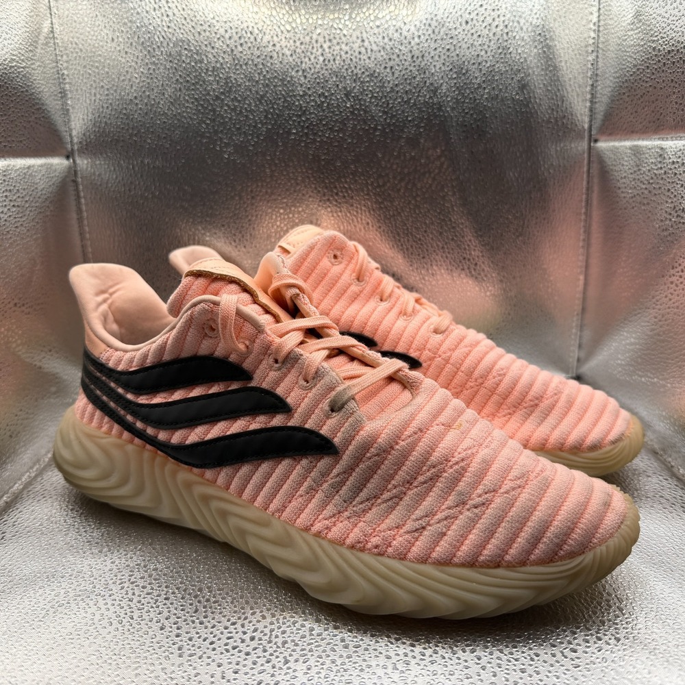 Size 11.5 Adidas Sobakov Pink Coral Mens Lace-Up Running Sneaker Shoes BB7619